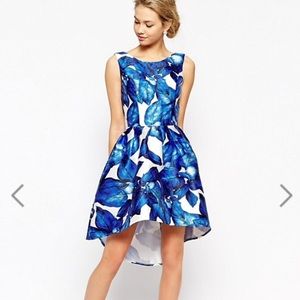 Blue Floral Chi Chi London High Low Dress US 4 UK 8
